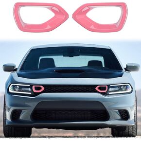 JWWY Front Grille Radiator Grille Grillwork Surround Assembly Inserts Mesh Front Fascia Grille Trim for 2015-2024+ Dodge Charger Exterior Accessorie Red 2pcs