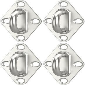 4 Pcs 3.2 Inch 304 Stainless Steel Pad Eye Plate Hook with Screws and 4 Pcs 3 Inch 304 Stainless Steel Snap Hook for Suspension, Ceiling Hooks, Marine Application Hook, Set of 8