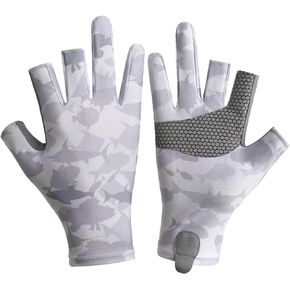 IPENNY Fishing Gloves Summer Touchscreen 3 Cut Fingers Outdoor Ice Silk Sunscreen Breathable Half Finger Gloves for Men and Women