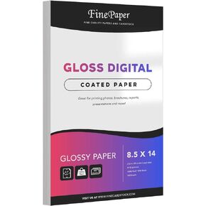 Gloss Digital Paper – Perfect for Color Laser Printing, Design Proposals, Flyers and Brochures | 8.5" x 14" | Glossy 100lb Text (40lb Bond) Paper | 94 Bright | Acid Free, Coated Finish | 100 Sheets