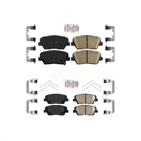AmeriBRAKES Front Rear Ceramic Disc Brake Pads Kit For 2014-2015 Kia Sorento With Red Painted Calipers KNF-101645