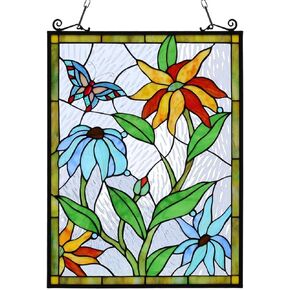 Kleeglee Stained Glass Window Hangings, Large Handmade Suncatcher Stained Glass Window Panels for Window Decor…