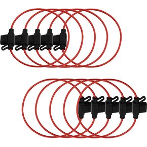 DIGITEN 10pcs Inline 16 AWG Blade ATM Mini Fuse Holder for Car Boat Truck with 30cm Wire (Pack of 10)