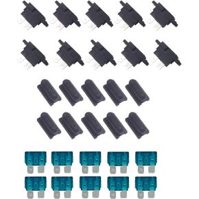 KOLACEN Auto ATC Blade Standard Fuse Holder Seat for Car Boat Truck SUV with Cover Black (Pack of 10)