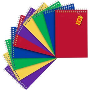 1InTheOffice Wirebound Memo Pads, 4" x 6", College, Assorted, 50 Sheets/Pad, (10 Pads)
