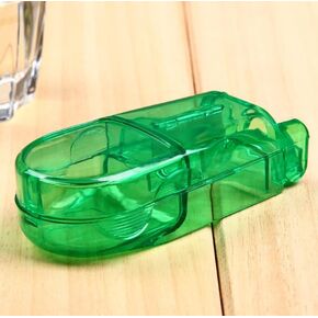 Pill Cutter and Splitter with Dispenser, Cuts Pills, Vitamins, Tablets, Stainless Steel Blade, Travel Sized (Pink)