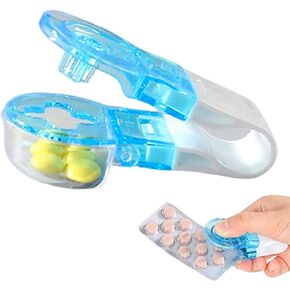 Portable Pill Taker, Tablets Pills Blister Pack Opener Assistance Tool, Pill Splitter Cutter, Travel Pill Taker,Pill Dispenser, Storage Box Medication Dispenser, for Splitter Cuts Pills, Vitamins