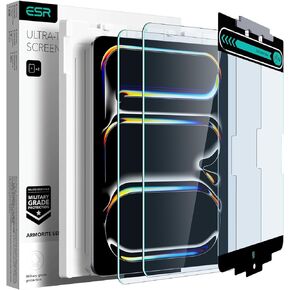 ESR 2 Pack Armorite Screen Protector for iPad Pro 13 Inch (2024), Tempered-Glass Film with Easy Application Tray, Military-Grade Protection, Scratch Resistant, HD Clarity