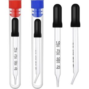 4pcs 1ml Dropper, Glass Dropper with Measurements Bent & Straight Tip Calibrated Accurate Dose Measuring Pipettes Dropper for Essential Oils, Feeding, Ear, Laboratory