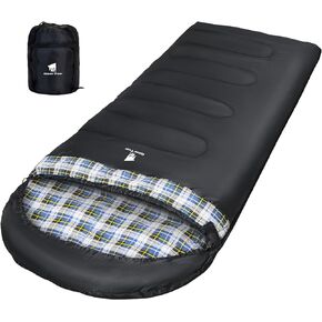 GEERTOP Portable Sleeping Bag Flannel for Adults Big and Tall Lightweight Waterproof Warm 3-4 Season Backpacking Sleeping Bag for Camping Hiking Mountaineering