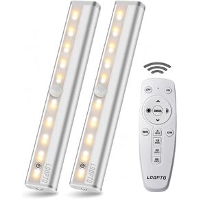 LDOPTO Under Cabinet Lights Wireless Battery Operated Lights with Remote Control LED Closet Lights Counter Wall Lights Without Wiring with Remote for Kitchen Shelf Hallway, Multiple Colors 2 Pack