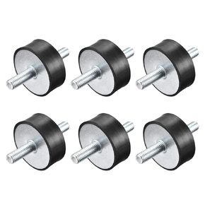 uxcell M10x28mm Rubber Mounts, 6pcs Anti Vibration Isolator Studs Shock Absorber Male for Air Compressors, Garage Motor, Diesel Engines, 50x20mm
