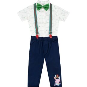 Peppa Pig George Pig Outfit | Short Sleeve Boys' Clothing Sets | Boys Outfit Set With Braces And Bow Tie