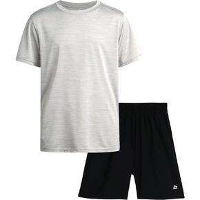 RBX Boys' Active Shorts Set - 2 Piece Short Sleeve T-Shirt and Woven Hybrid Tech Shorts - Summer Clothing Set for Boys (4-12)