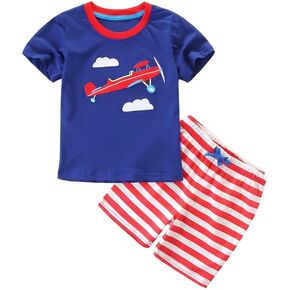 8BEES Toddler Boys 2 Piece Outfits Cotton Summer Clothes Dinosaur Cartoon Print T-shirt and Shorts Set 18 Months - 7 Years