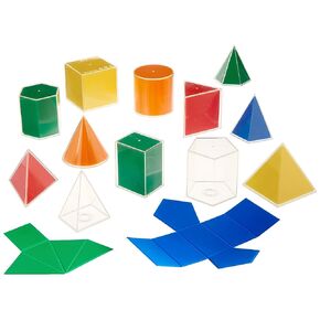 edxeducation 2D3D Geometric Solids - 12 Different Shapes - 5 Colors - Math Supplies for Kids