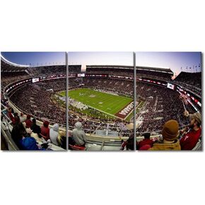 American Football Team Crimson Tide Sport Stadium Painting for Living Room Decoration Bryant-Denny Stadium Prints on Canvas Giclee Artwork Framed 3 Panels Ready to Hang, 36" Wx18 H