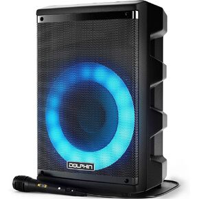 Dolphin SP-807RBT Bluetooth Karaoke Speaker: Powerful, Portable Sound with Microphone, Dynamic Spin Lights & Crystal-Clear Audio for Parties