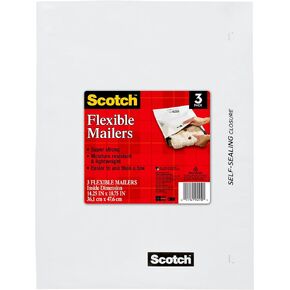 Scotch Flexible Poly Mailer, 14.25 x 18.75 Inches, 3-Pack (8990W-3), White