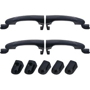 DEAL AUTO ELECTRIC PARTS New 4pcs Complete Left+Right Front+Rear Side Black Exterior Door Handles Replacement Kit Compatible With 05-10 Sportage