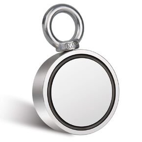 Fishing Magnet Double Sided Neodymium Magnet with Eyebolt, Combined 960 LBS Pulling Force Super Strong Magnet for Magnetic Fishing, Treasure Hunting Underwater - 2.95 inch(75mm) Diameter