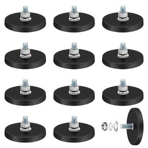 12 PCS Rubber Coated Magnets, Anti-Scratch Mounting Magnets Coolrunner Neodymium Magnet Base with M6 Threaded Studs, Non-Slip Strong Mounting Magnet for Fixing Lights, Cameras, and Other Devices
