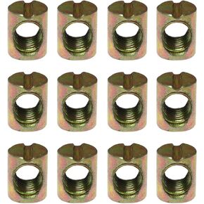 RLECS 12pcs M8 Pozidriv Slotted Barrel Nuts Cross Dowels Slotted Nuts Horizontal Hole Nut Hammer Embedded Nut for Furniture Beds Crib Chairs - M8 x 20mm