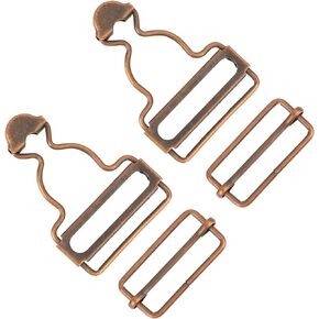 2 Pairs Overall Buckles Replacement Metal Suspender Clips with Rectangle Buckle Overall Braces Buckles DIY Button No-Sew Accessories Adjustable for Overall Bib Pants Trousers Jeans Jacket