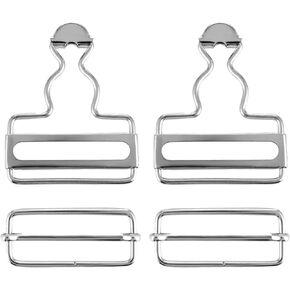 Lusofie 2Pairs Overall Buckles Replacement Metal Suspender Clips Buckle with Adjustable Tri-Glide Slide Overall Bib Clips