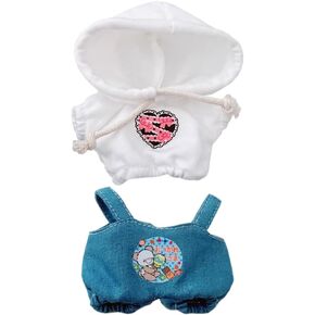 niannyyhouse 10cm~15cm Plush Doll Clothes Hoodies Bib Pants Cowboy Bear Suit Doll Dress Up (Black)