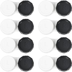 8 Pack Black Contact Lens Cases,Outdoor Portable Mini Contact Lens Kit,Perfect for Travel & Everyday Use