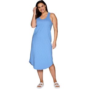 RBX Active Midi Dress for Women, Lightweight Cotton/Modal Blend Long Length Athleisure Slub Sun Dress Tunic, with Plus Sizes