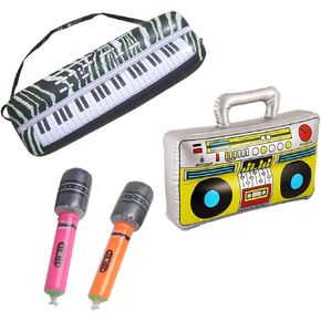 SBYURE 16 inch Party Inflatable Boom Box + 2 Microphones Inflatable Props + 23.6 inch Inflatable Keyboard Piano for 80s Party Decorations Inflatable Props in Saudi Arabia