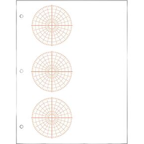 Geyer Instructional Products - Polar Graph Paper with Accentuated XY Axis, 3 Polar Graphs with 1/4" Spacing, Graduated Every 5°, Right Half Blank, Double Sided, 500 Sheet Ream, Three Hole Punched
