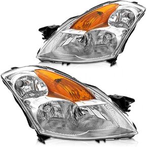 Headlight Assembly Compatible with 2007 2008 2009 Nissan Altima Headlights Only fit 4 Door Sedan Driver and Passenger Side Chrome Housing Clear Lens