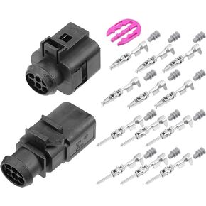 uxcell 1 Set No.1J0973713/3B0973813 Female and Male 6-Pin Repair Connector Adapter Plug Clip Kit Replacement for VW Golf Jetta Passat