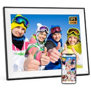 Large-Digital-Photo-Frame 16.2" WiFi Picture Frame - 32GB Smart Photo Frame No Touch Screen, Wall Mounted, Auto-Rotate, Instantly Share Photo Video Via App Email, Free Cloud Storage, Gift for Mom Dad