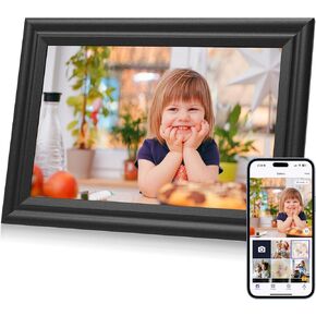Digital Picture Frame WiFi 10.1 inch HD 1280x800 Digital Photo Frame Touch Screen IPS Display 16GB Storage Automatic Rotation with iOS and Android Free App for Mom for Grandparents Gift Black
