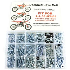 Xitomer 341 PCS Plastics Engine Body Frame Exhaust Bolts Kit Fit for CR60 CR80 CR85 CR125R CR250R CR500, ATV Bolts Kit