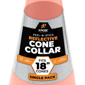 White+Hip Reflector Tape Cone Collar Set for Orange Traffic Cones - 10 Pack - 4 Inch and 6 Inch Collars for Wide Body Safety Cones 36 Inch Height – High Visibility Reflective Tape Stickers