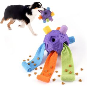 كرة السنفل التفاعلية من يكو، ألعاب مضغ مطورة للكلاب المضغية العدوانية، شريط قماشي لإخفاء الطعام للكلاب الصغيرة والمتوسطة (قوس قزح برتقالي) in Kuwait