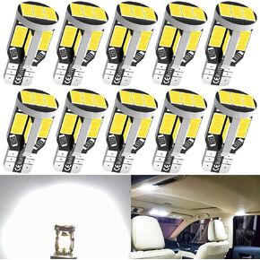 HX-CQHY 194 LED Car Bulb T10 168 2825 W5W LED Bulb, Extremely Bright 12V 11SMD 5630 Chipset LED Bulb Used for Cars Trucks Interior Dome Map Door Courtesy License Plate Lights 6500K White,Pack of 10pcs