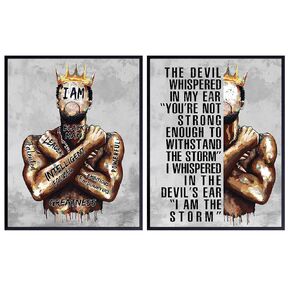 African Americans Home Decor for Men - Inspirational quote for Black Men - Office Decor for Men - Black Art - Man cave Wall Decor - I Am The Storm - Motivation Wall Art - Black Man positive Wall Decor