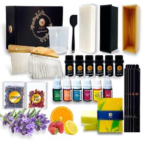 WALLACE & WILLIAMSON DIY Soap Making Kit with Melt & Pour Base, Cutting Box, Molds, Fragrances, Flowers - for Adults & Kids Mothers Day Gift Craft in Saudi Arabia