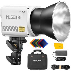 Godox ML60IIBi 70W Bi-Color COB LED Video Light,2800K-6500K CRI 96+/TLCI 97+,Built-in 11 Lighting Effects,App Control Photography Lighting