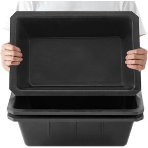Sadnyy 3 Pcs Rubber Feeder Pan, 2.5 Gallon Horse Feed Bucket Rubber Feed Pan Large Utility Heavy Duty Rubber Horse Trough Feeder for Goats Horses Livestock Animal Feeding, 17.7 x 11.8 x 5.3 inches