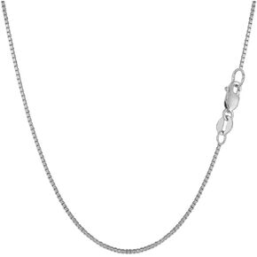 The Diamond Deal 14K SOLID Yellow OR White Or Rose/Pink Gold 0.80mm Shiny Classic Mirror Box Chain with Lobster-Claw Clasp (13", 16", 17", 18", 20", 22" 24" or 30 inch)