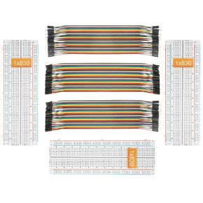 DEYUE 3 Set Standard Jumper Wires Plus 3 Set of Solderless Prototype Breadboard 830 tie Points Breadboard | 3 Set of M/F, M/M, F/F - Each 40pin Electronic Jumpers Wire