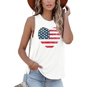 For G and PL 4th of July Women's American Flag Patriotic Summer Tank Top