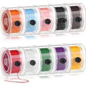 10 Rolls 0.8mm 1000 Yard Flat Stretchy Bracelet Strings with Organizing Cases Crystal Elastic Strings Bead Thread Cord for Jewelry Making Beading and Necklaces, Multicolor